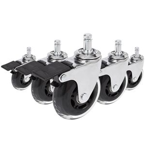 hjh OFFICE 5x ROLO SKATE CT 11mm/75mm con freno di stazionamento   Pavimenti duri - Rotelle per Sedia  argento/trasparente