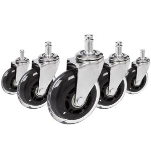 hjh OFFICE 5x ROLO SKATE CT 11mm/75mm Pavimenti duri - Rotelle per Sedia  argento/trasparente