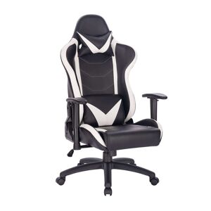 Milani Home poltrona da gaming ergonomica con poggiatesta e supporto lombare sedia da lavor Bianco 70 x 129 x 72 cm