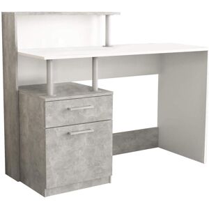 Milani Home scrivania di design per studio moderna con cassetto 120x75/91x55 h Cemento 120 x 91 x 55 cm