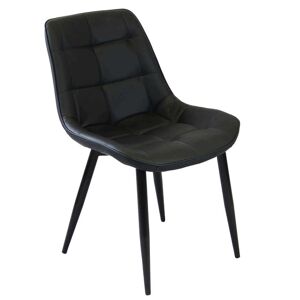 Milani Home poltrona imbottita per sala da pranzo in ecopelle di design moderno industrial Nero 44 x 83 x 50 cm