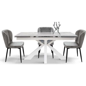 Milani Home Tavolo da pranzo allungabile di design moderno industrial cm 90 x 160/200/240 x Bianco x x cm