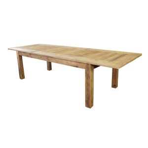 Milani Home Tavolo da pranzo in legno massiccio di design moderno industrial cm 224/264/304 Marrone 224 x 76 x 105 cm