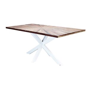 Milani Home tavolo con piano in legno massiccio di design moderno industrial cm 180 x 90 x Marrone 180 x 77 x 90 cm