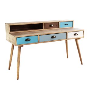 Milani Home Scrivania Scrittoio Consolle Stile Industriale Cm 120x50x79 H Con 5 Cassetti E Multicolor 120 x 79 x 50 cm