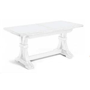 Milani Home Tavolo Da Pranzo Allungabile In Legno Massello 85x160/205/250/295/340 Bianco 160 x 75 x 85 cm