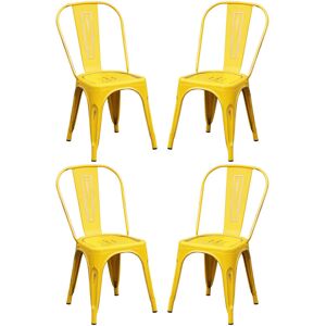 Milani Home Set Di 4 Sedie In Metallo Di Design Moderno Industrial Vintage Per Sala Da Pran Giallo 35 x 85 x 45 cm