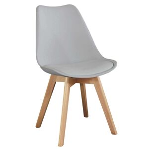 Milani Home Sedia Moderna Con Seduta Imbottita Stile Nordico Gambe In Legno Per Sala Da Pra Grigio 49 x 83 x 54 cm