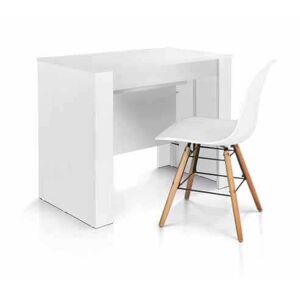 Milani Home Tavolo Consolle Da Pranzo Allungabile Bianco Moderno Di Design , Cm 90x50/95/14 Bianco 90 x 75 x 50 cm