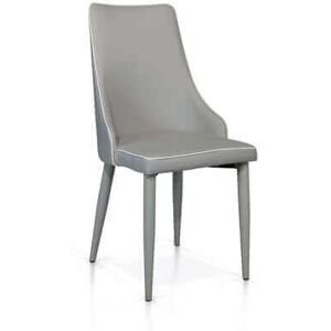 Milani Home Sedia Per Sala Da Pranzo, Cucina Elegante Di Design Moderno In Ecopelle E Metal Grigio 45 x 95 x 42 cm