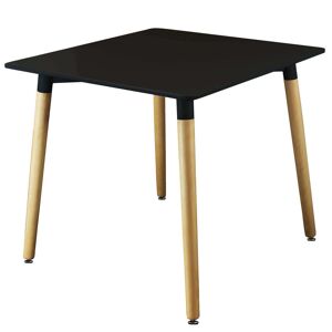 Milani Home Tavolo da interno di design scandinavo in plastica e legno 80x80 Nero 80 x 75 x 80 cm