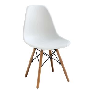 Milani Home Sedia Moderna Di Design In Abs Bianca Con Gambe In Legno Per Interno Casa Uffic Bianco 53 x 82 x 47 cm