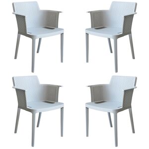 Milani Home set di 4 Poltrone in plastica per esterno giardino interno sala da pranzo color Grigio 60 x 76.5 x 58 cm