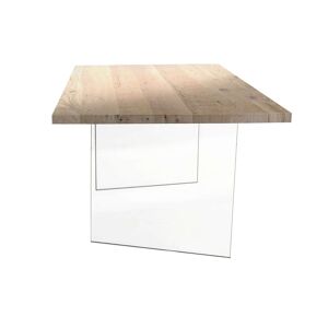 Milani Home Tavolo Da Pranzo Moderno Di Design Cm 180x90 Struttura In Vetro Piano Impiallac Marrone 180 x 75 x 90 cm