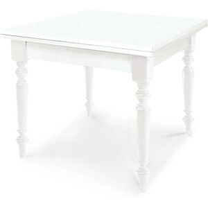 Milani Home Tavolo Da Pranzo Apribile A Libro Cm 100x100/200 Bianco Gamba Tornita Interno S Bianco 100 x 75 x 100 cm