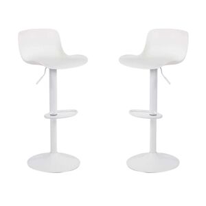 Milani Home Set Di 2 Sgabelli Da Bar Albergo Hotel Sedia Cucina Con Poggiapiedi Altezza Reg Bianco 44 x 102.5 x 45 cm