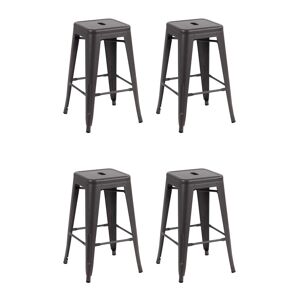 Milani Home Set Di 4 Sgabelli Da Bar Albergo Hotel Sedia Cucina Con Poggiapiedi Stile Indus Nero 43 x 76 x 43 cm