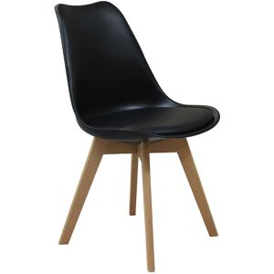 Milani Home Sedia Moderna Di Design Imbottita Nera Con Gambe In Legno Per Interno Sala Da P Nero 49 x 83 x 54 cm