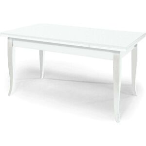 Milani Home Tavolo Da Pranzo Allungabile In Legno Massello 100x70/110/150 Bianco 100 x 75 x 70 cm