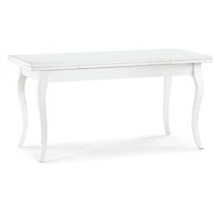 Milani Home Tavolo Da Pranzo Allungabile In Legno Massello 85x160 Con 2 Allunghe Bianco 160 x 75 x 85 cm