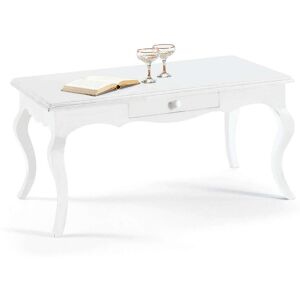 Milani Home Tavolino In Legno Massello 100x50x45 Bianco 100 x 45 x 50 cm