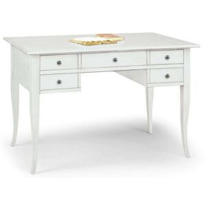 Milani Home Scrittoio In Legno Massello 130x65x81 Bianco 130 x 80 x 65 cm