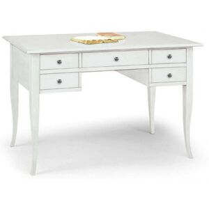 Milani Home Scrittoio In Legno Massello 150x65x81 Bianco 150 x 80 x 65 cm