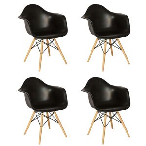 Milani Home Set Di 4 Poltrone Di Design Moderne In Abs Nero Struttura In Metallo Verniciato Nero 62.5 x 81 x 62 cm