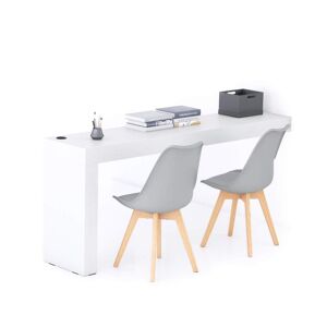 Mobili Fiver Scrivania Evolution 180x40, Bianco Frassino con Una Gamba e Caricatore Wireless