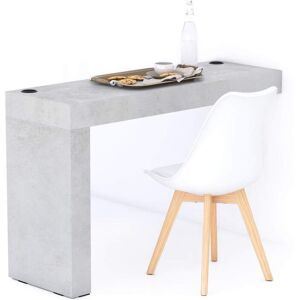 Mobili Fiver Tavolo da pranzo Evolution 120x40, Grigio Cemento con Una Gamba e Caricatore Wireless