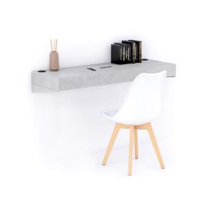 Mobili Fiver Scrivania sospesa a muro Evolution 120x40, Grigio Cemento con Caricatore Wireless