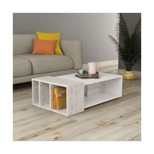 Relax e Design Tavolino libreria da salotto rettangolare colore bianco e bianco vintage 102x56,5 H32