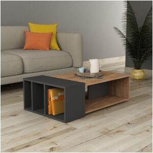 Relax e Design Tavolino libreria da salotto rettangolare colore rovere e antracite 102x56,5 H32