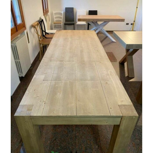 Tavolo da pranzo allungabile in legno abete naturale moderno 160x90 cm