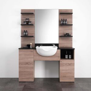 Postazione Mobile da barbiere laminato nero & OAK 150 cm