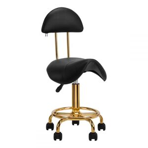 Sgabello per estetista pony sella con schienale alzata regolabile sedia con ruote oro e bianco o nero