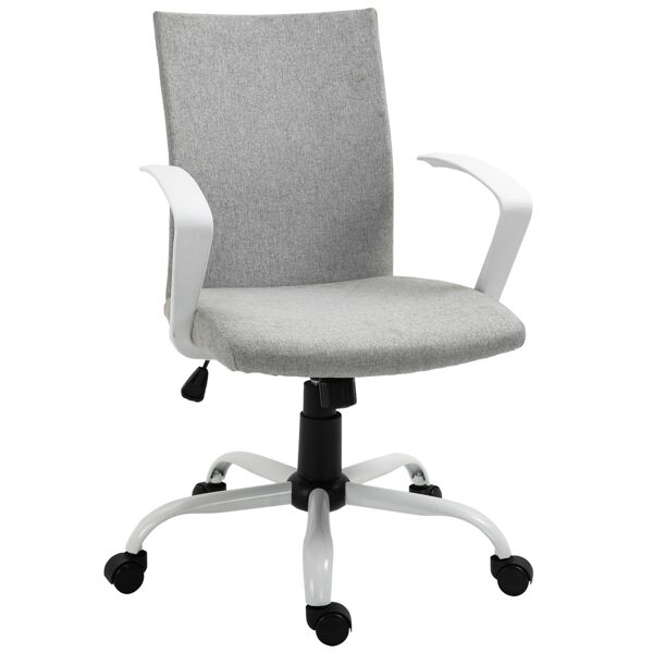 vinsetto sedia da ufficio basculante , sedia ergonomica e girevole, sedia per scrivania con altezza regolabile in tessuto grigio, 61x61x89-99cm