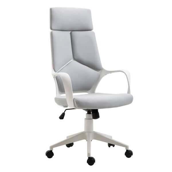 homcom sedia da ufficio ergonomica sedia scrivania in tessuto regolabile e girevole in mesh, aosom sedie ufficio grigio