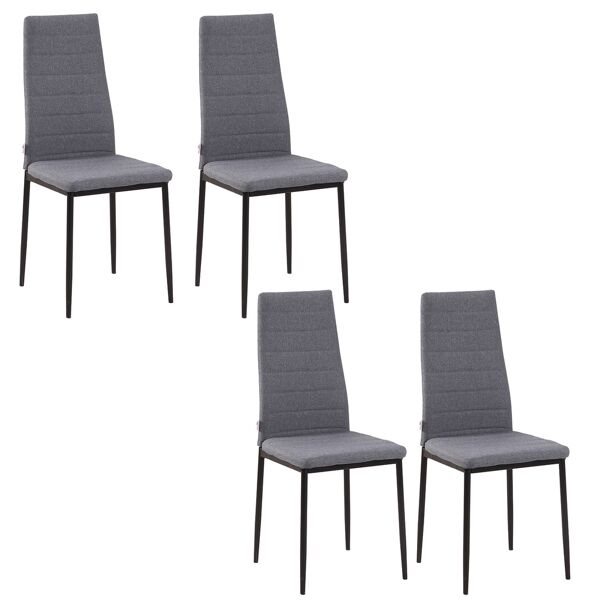 homcom set 4 sedie imbottite per soggiorno sedie sala da pranzo moderne, in metallo e tessuto grigio