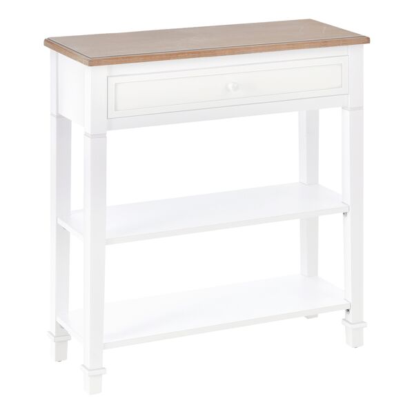 homcom tavolo consolle con lato scrivania con cassetto e ripiani a 2 piani per ingresso camera, bianco