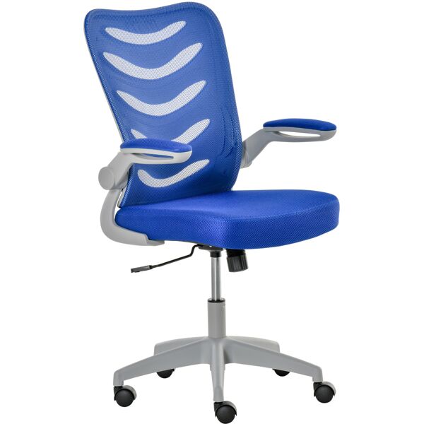 vinsetto sedia da ufficio ergonomica, poltrona girevole, altezza regolabile e braccioli sollevabili, 58.5x58x94.5-103.5cm, blu aosom sedie ufficio