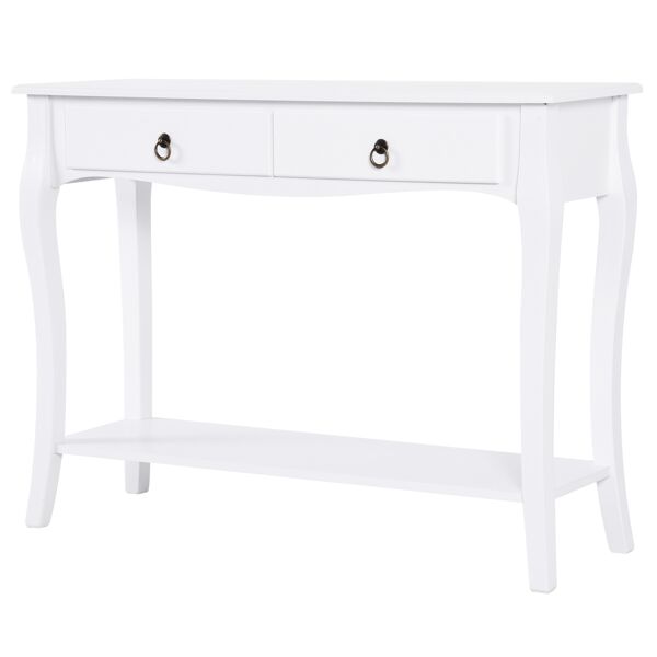 homcom tavolo consolle per ingresso con 2 cassetti, mobile ingresso tavolo da ingresso, bianco, 100x33x76cm