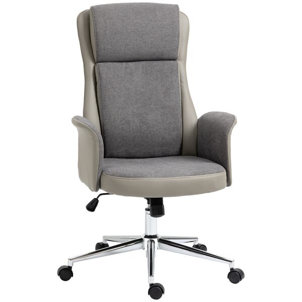 vinsetto sedia da ufficio elegante a 2 tessuti, sedia ergonomica ad altezza regolabile, 65x72x108-118 cm, grigia