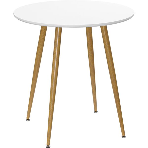 homcom tavolo da pranzo rotondo per 2 persone in mdf e metallo, Φ72x75 cm, bianco e color legno