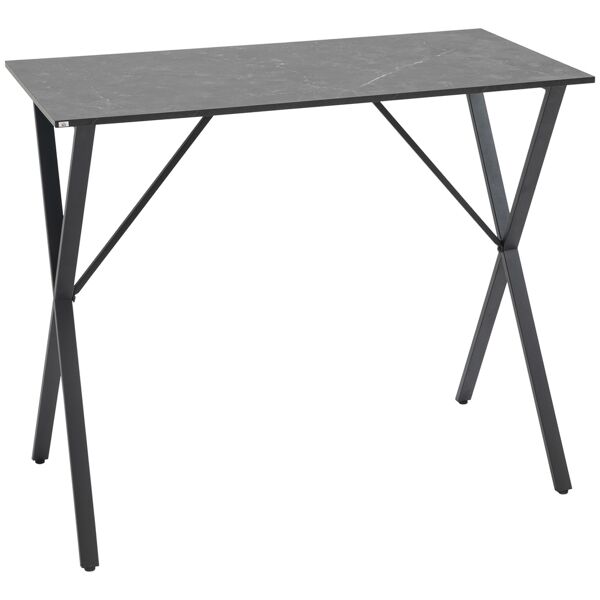 homcom bancone bar e tavolo alto stile moderno industriale effetto marmo tavolo in legno e acciaio  120x60x102 cm nero