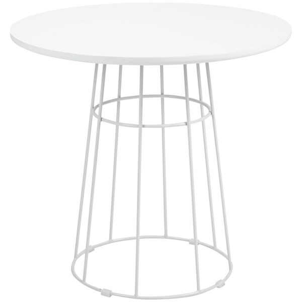 homcom tavolo rotondo per 4 persone con struttura in acciaio e mdf, Ø80.5x74.6cm, bianco