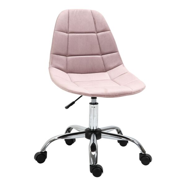 vinsetto sedia da ufficio girevole , design ergonomico e regolabile senza braccioli, rosa, 59x59x81-91cm