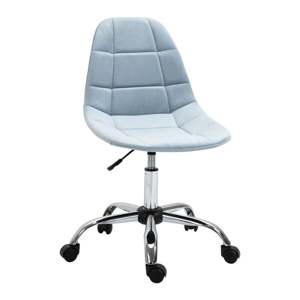 vinsetto sedia girevole per scrivania e ufficio, design ergonomico e regolabile senza braccioli, azzurro, 59x59x81-91cm