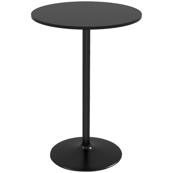 homcom tavolo alto da bar moderno rotondo con base in acciaio e piano in mdf, Ø70x102cm, nero