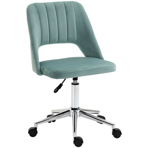 vinsetto sedia da ufficio ergonomica e girevole, sedia imbottita per scrivania con altezza regolabile, verde petrolio 49x54x79-91cm